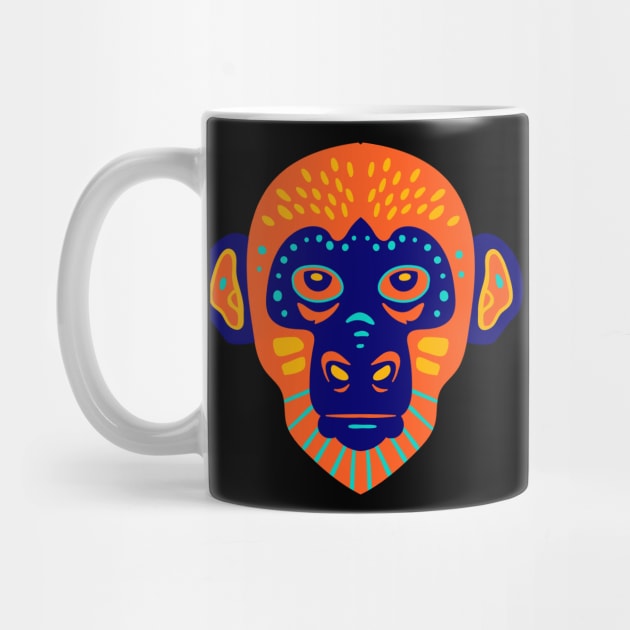 monkey colourful face art by pixspatter